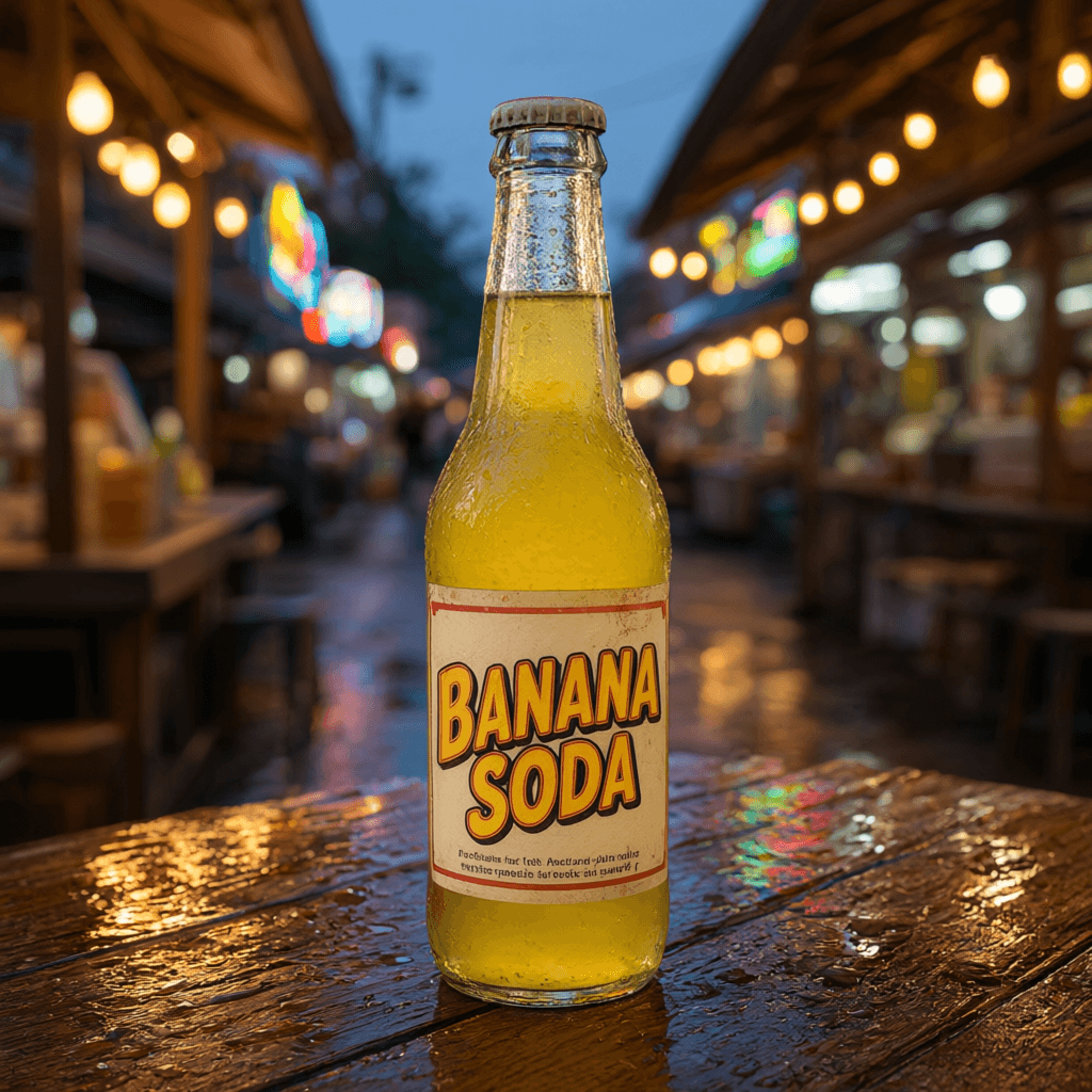 Bottiglia di soda alla banana generata da Qwen Image 3.0 Pro con titolo marcato e leggibile e testo piccolo illeggibile