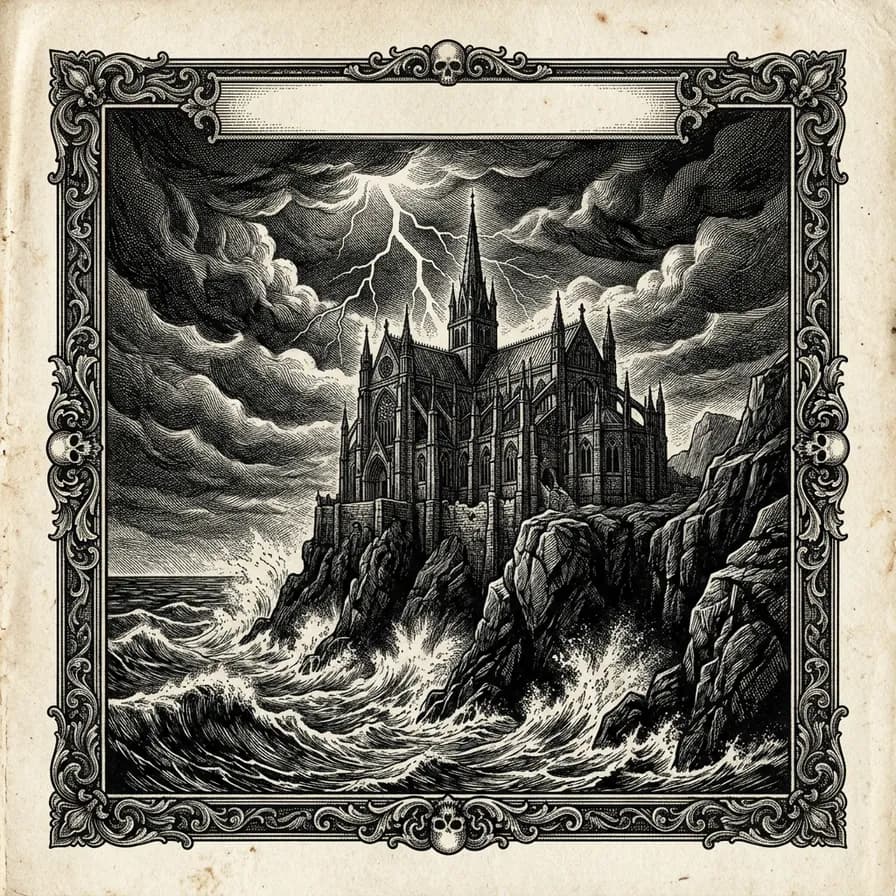 AI-generated album covers example — Heavy rock — engraved storm, made with Nano Banana 2 on BananaBanana