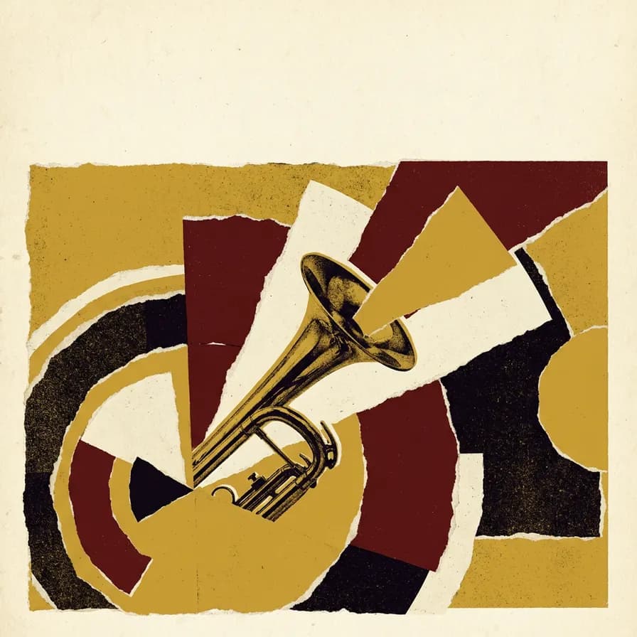 AI-generated album covers example — Jazz — torn paper collage, made with Nano Banana Pro on BananaBanana