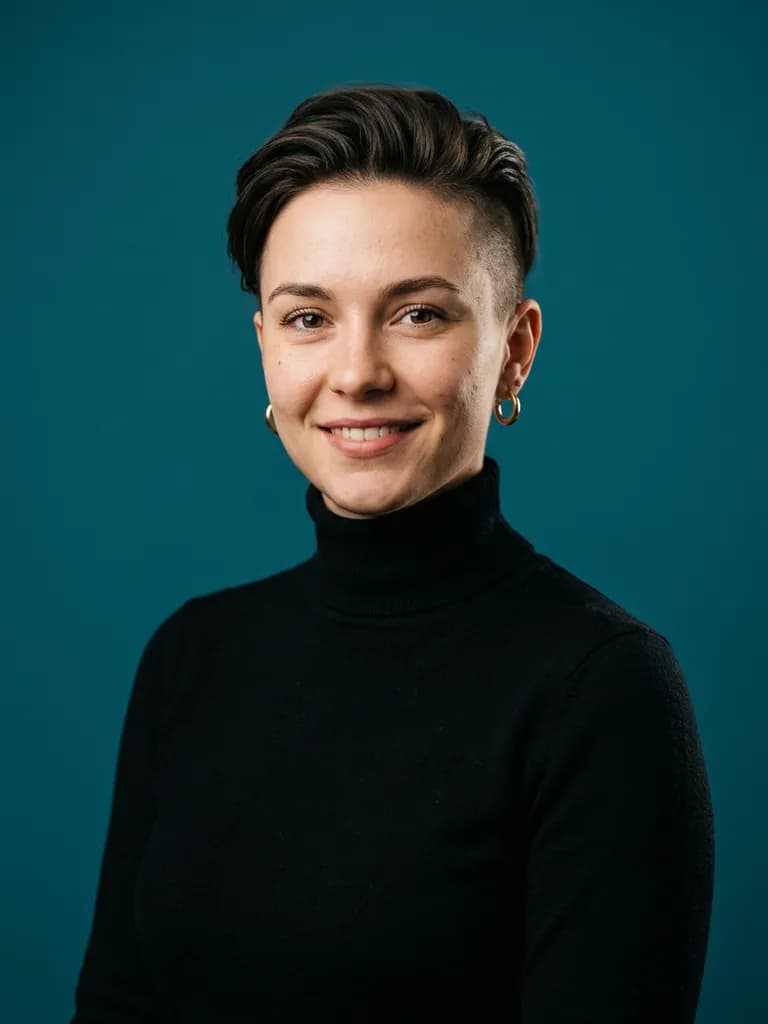 AI-generated business headshots example — Creative colour backdrop, made with Nano Banana 2 on BananaBanana