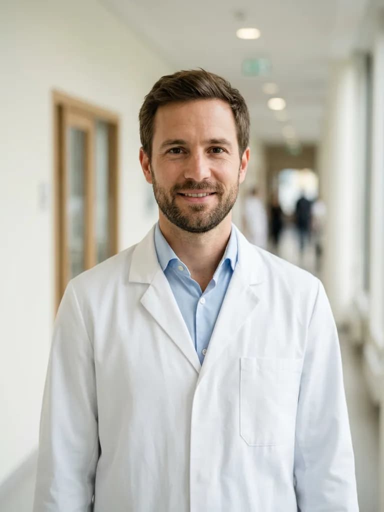AI-generated business headshots example — Clinical professional, made with Nano Banana 2 on BananaBanana