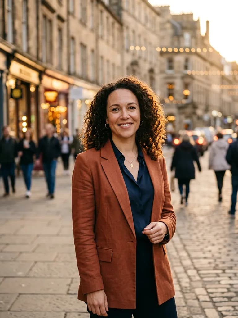 AI-generated business headshots example — Outdoor golden hour, made with Nano Banana 2 on BananaBanana