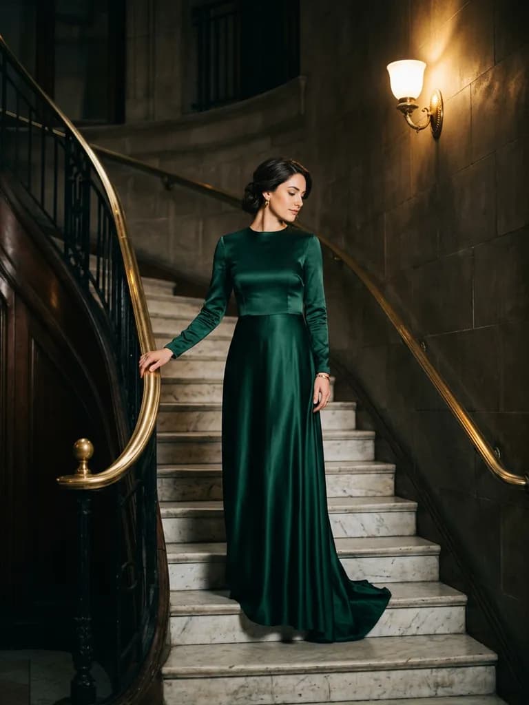 AI-generated fashion lookbook example — Evening wear on marble, made with Nano Banana 2 on BananaBanana