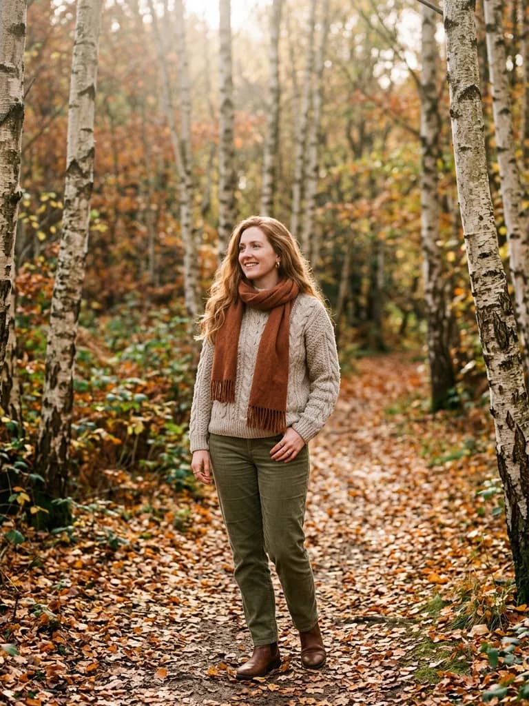 AI-generated fashion lookbook example — Autumn knitwear on location, made with Nano Banana 2 on BananaBanana