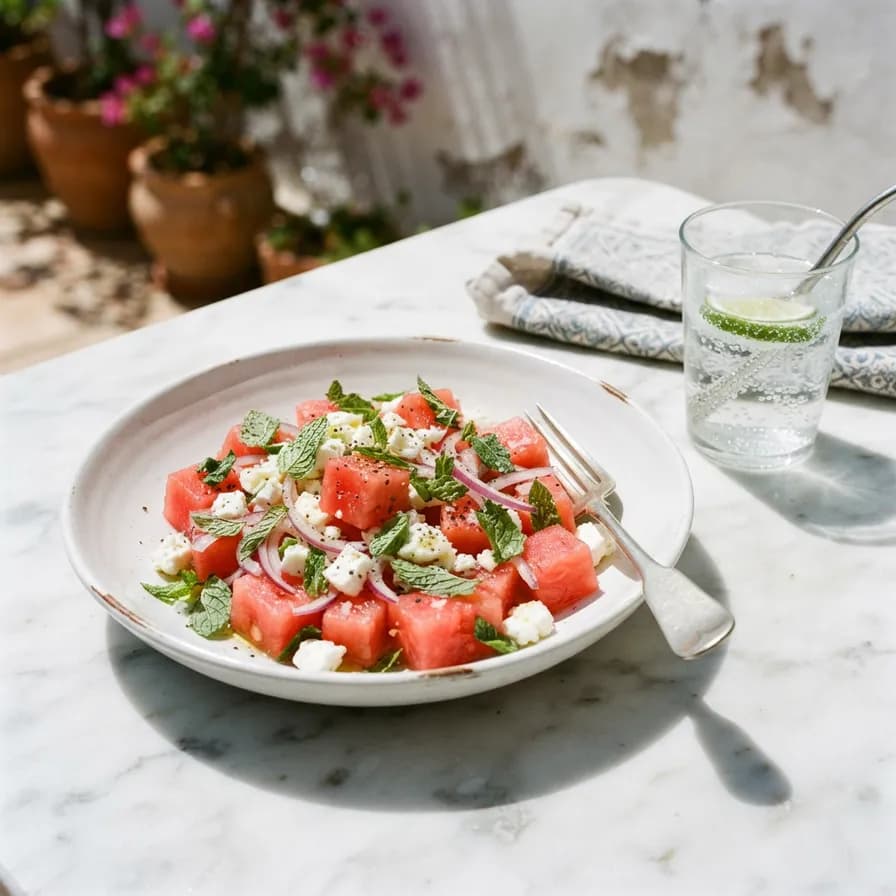 AI-generated food photography example — Bright summer salad, made with Nano Banana 2 Lite on BananaBanana