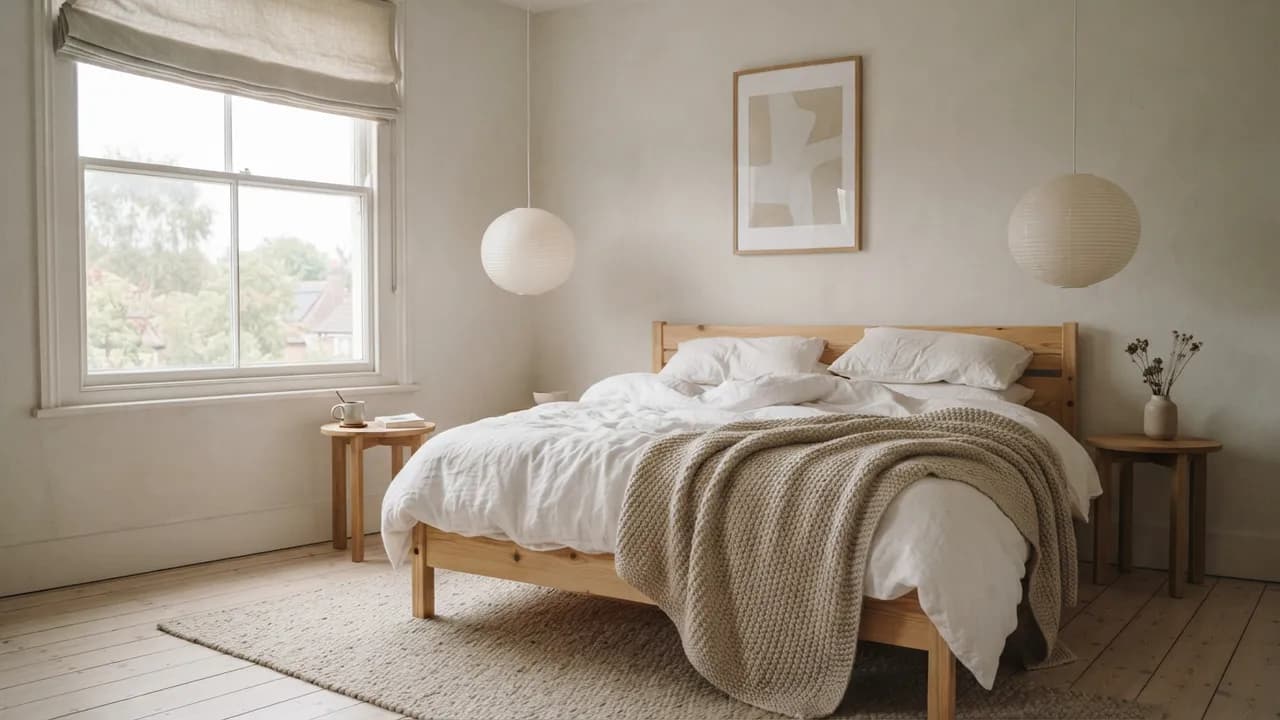 AI-generated interior design example — Scandinavian bedroom, made with Nano Banana 2 Lite on BananaBanana