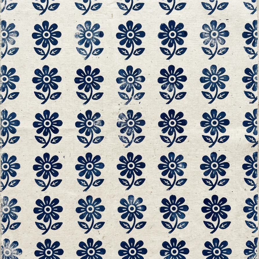 Contoh pola seamless hasil AI — Floral block print, dibuat dengan Nano Banana 2 di BananaBanana