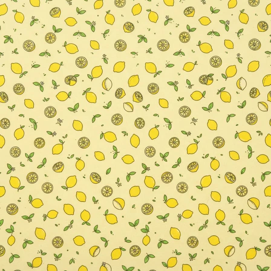 Contoh pola seamless hasil AI — Motif dapur citrus, dibuat dengan Nano Banana 2 Lite di BananaBanana