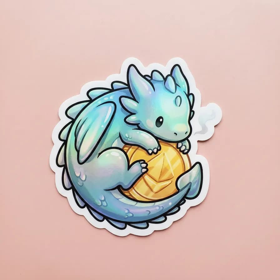 AI-generated stickers example — Chibi dragon hoard, made with Nano Banana Pro on BananaBanana