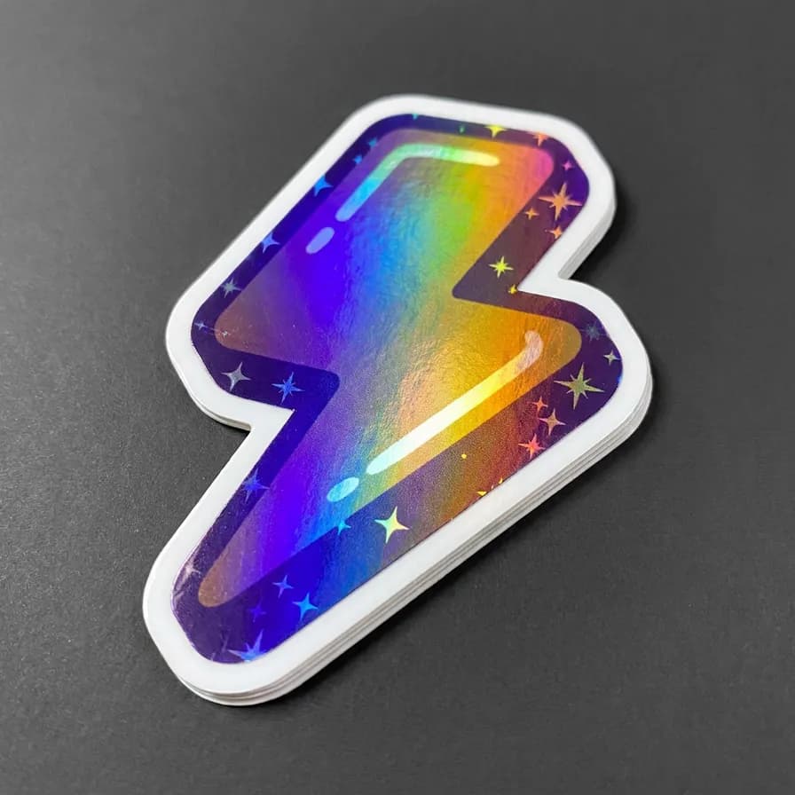 AI-generated stickers example — Holographic bolt, made with Nano Banana Pro on BananaBanana