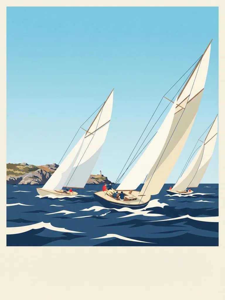 AI-generated travel posters example — Sailing regatta, made with Nano Banana 2 Lite on BananaBanana