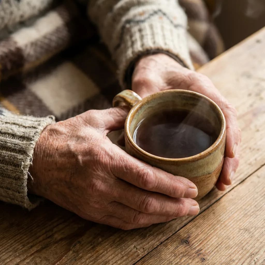 Hands holding tea cup, Nano Banana Pro