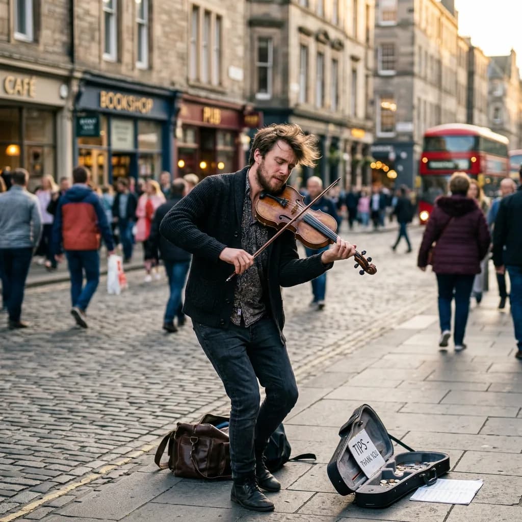 Street musician with violin, Nano Banana 2