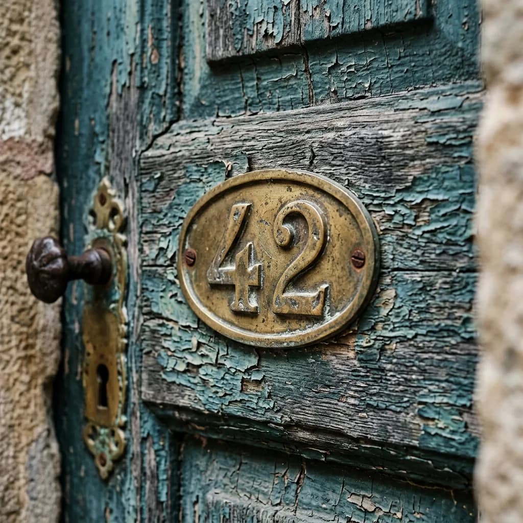 Brass door number 42, Nano Banana 2