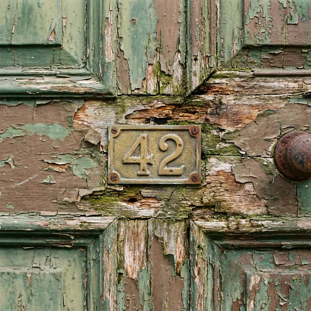 Brass door number 42, Nano Banana Pro