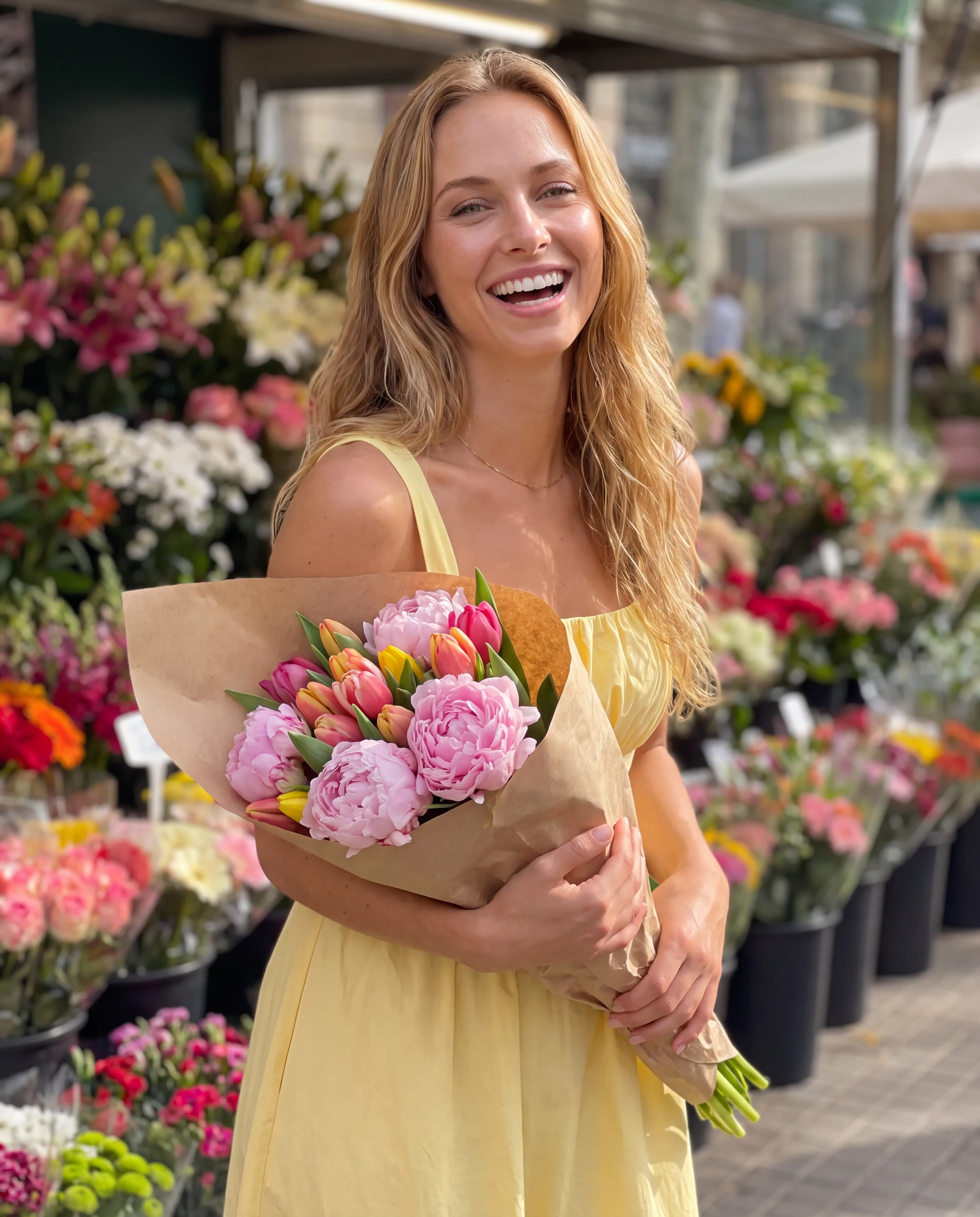 Beispiel für einen KI-Influencer: dasselbe virtuelle Model aus einem Referenzfoto in einer neuen Szene (5/8)