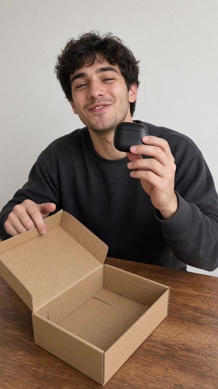 Unboxing am Schreibtisch mit gesprochener Reaktion